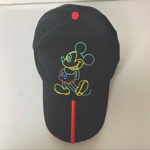 Disney Park Neon Mickey Black Baseball Hat Unisex